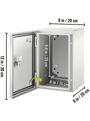 Electrical Enclosure Weatherproof 10x8x6 w/Back Plate Hinge Door Cabinet Steel
