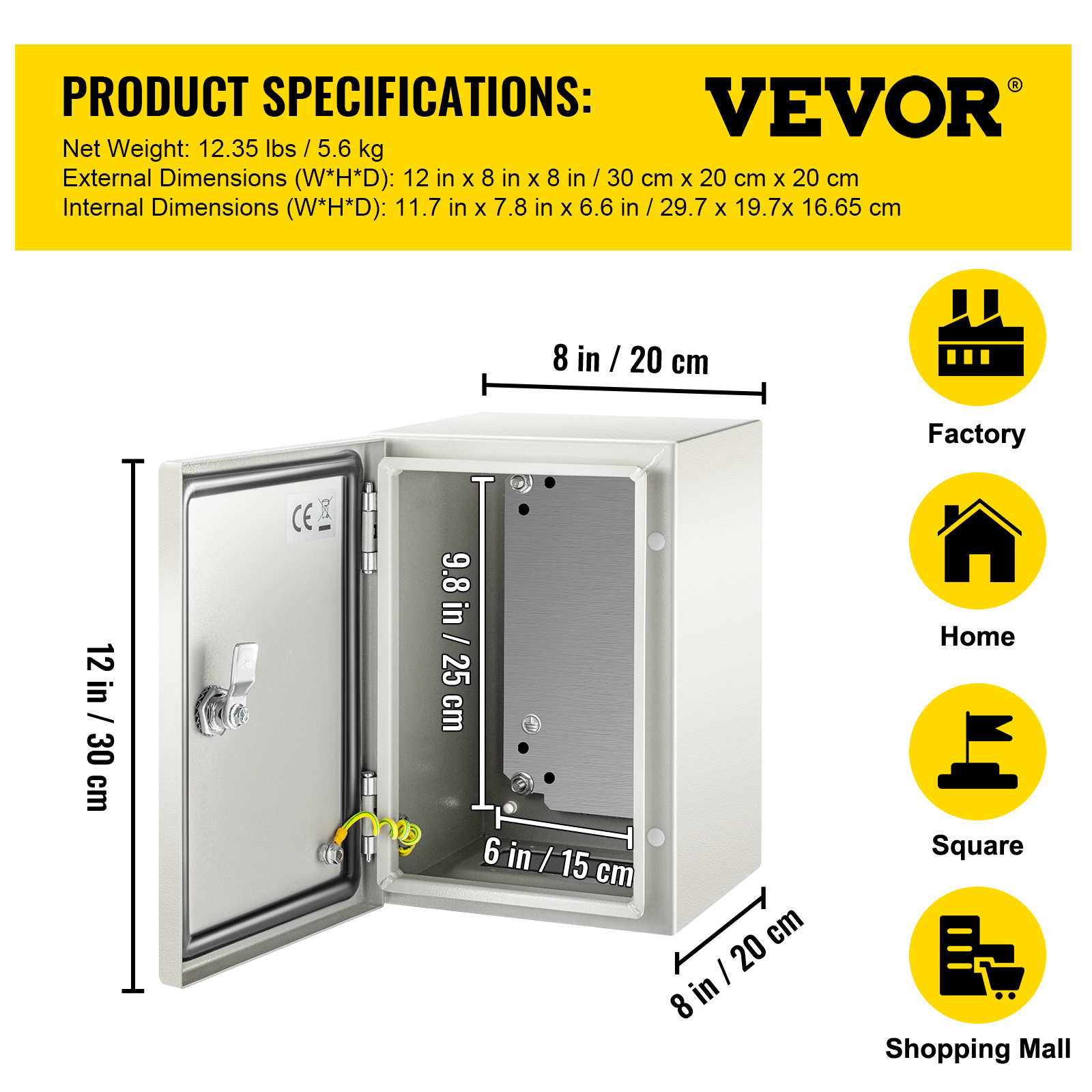 8'' 10'' 12'' Metal Electrical Enclosure IP65 Waterproof Outdoor Junction Box - Bild 45 von 86