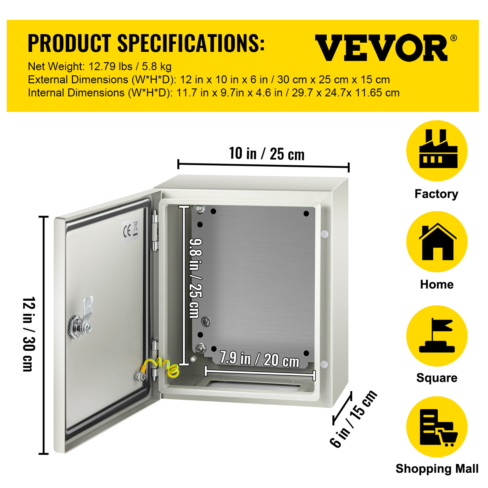 8'' 10'' 12'' Metal Electrical Enclosure IP65 Waterproof Outdoor Junction Box - Bild 57 von 86