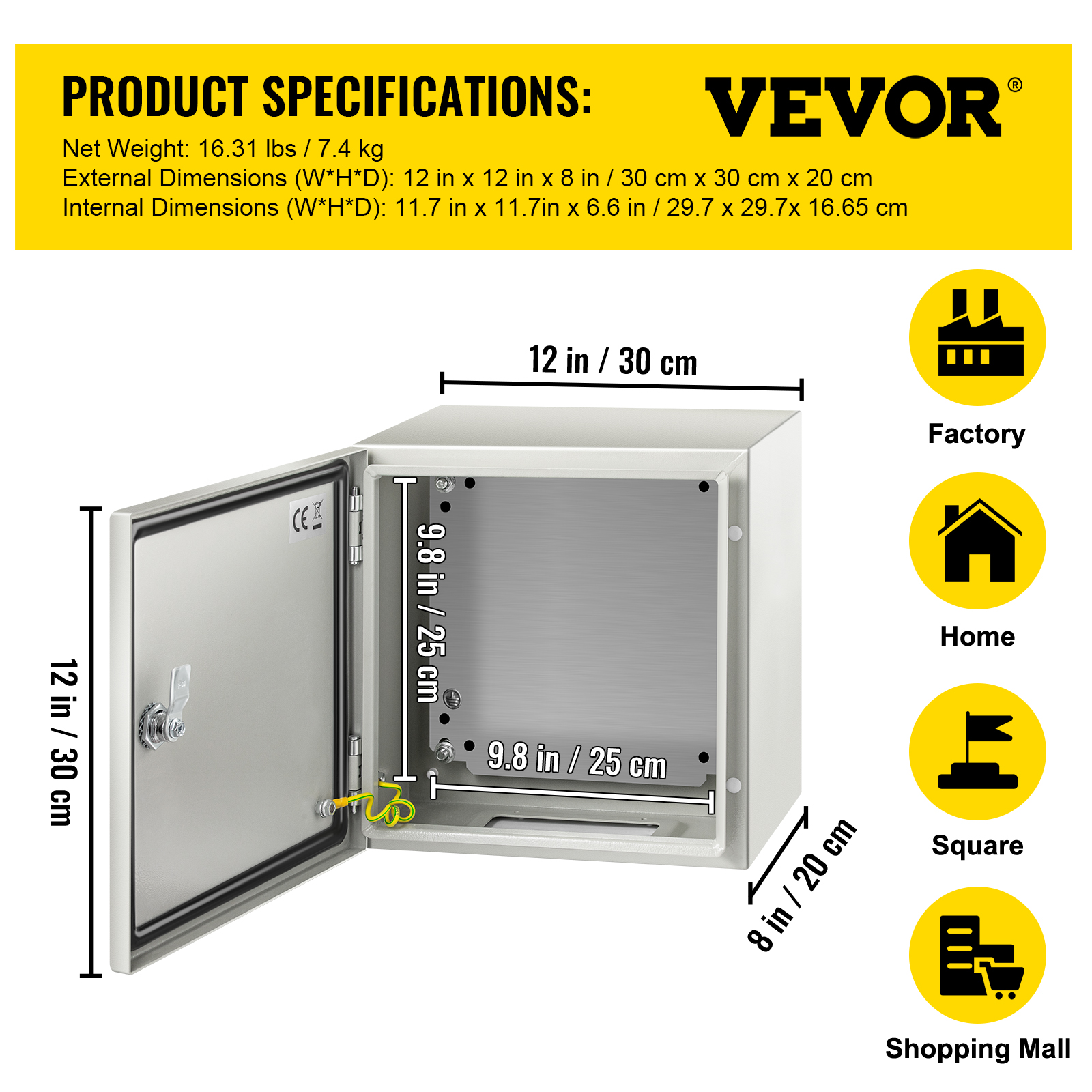 8'' 10'' 12'' Metal Electrical Enclosure IP65 Waterproof Outdoor Junction Box - Bild 81 von 86