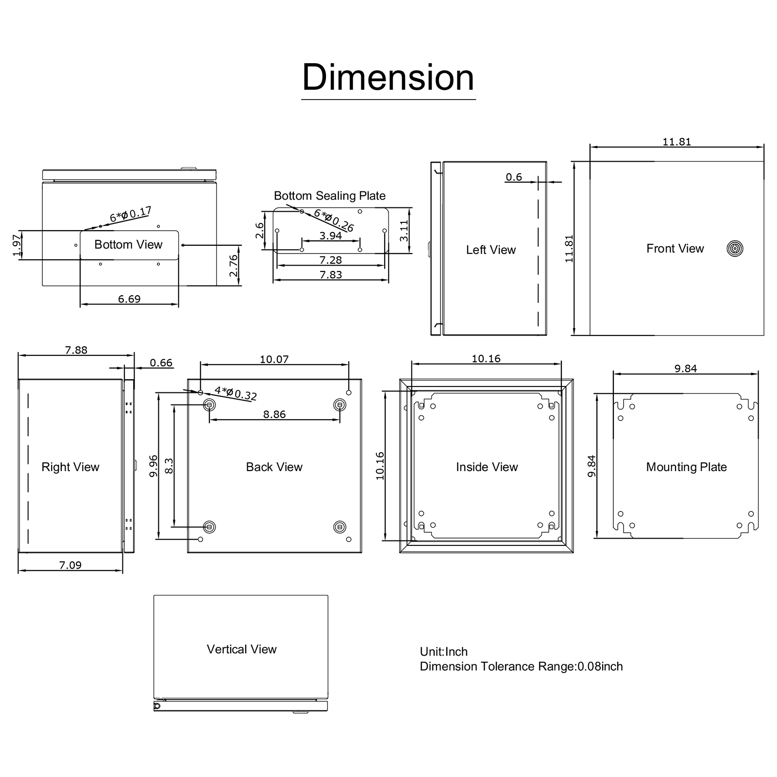 8'' 10'' 12'' Metal Electrical Enclosure IP65 Waterproof Outdoor Junction Box - Bild 84 von 86