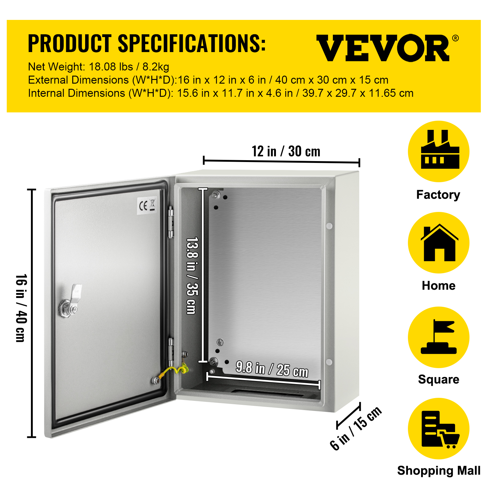 16'' 20'' 24'' Carbon Steel Electrical Enclosure IP65 Wall Mount Junction Box - Picture 9 of 146