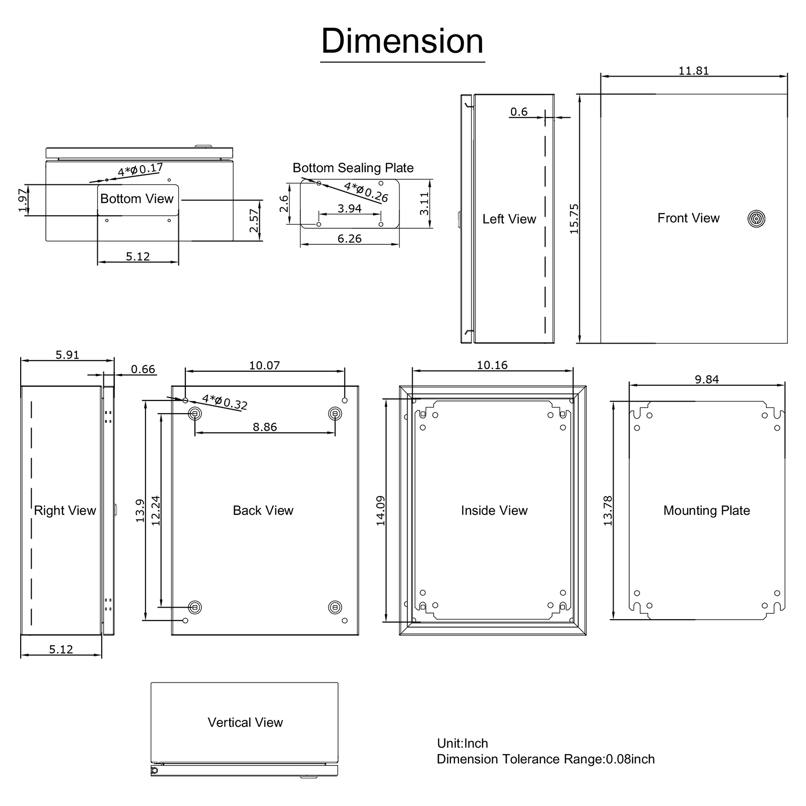 16'' 20'' 24'' Carbon Steel Electrical Enclosure IP65 Wall Mount Junction Box - Picture 12 of 146