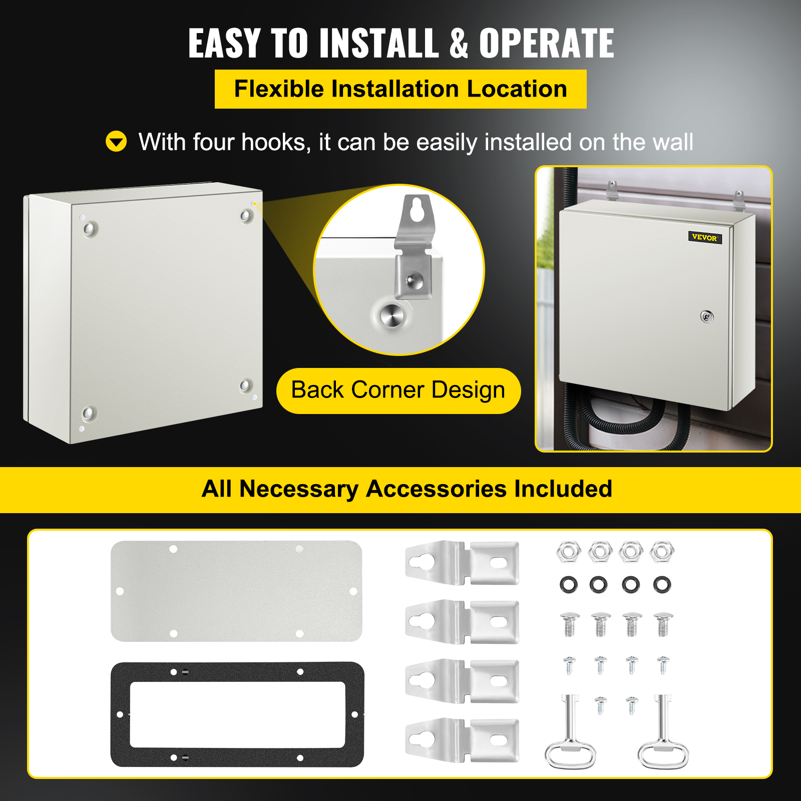 16'' 20'' 24'' Carbon Steel Electrical Enclosure IP65 Wall Mount Junction Box - Picture 32 of 146