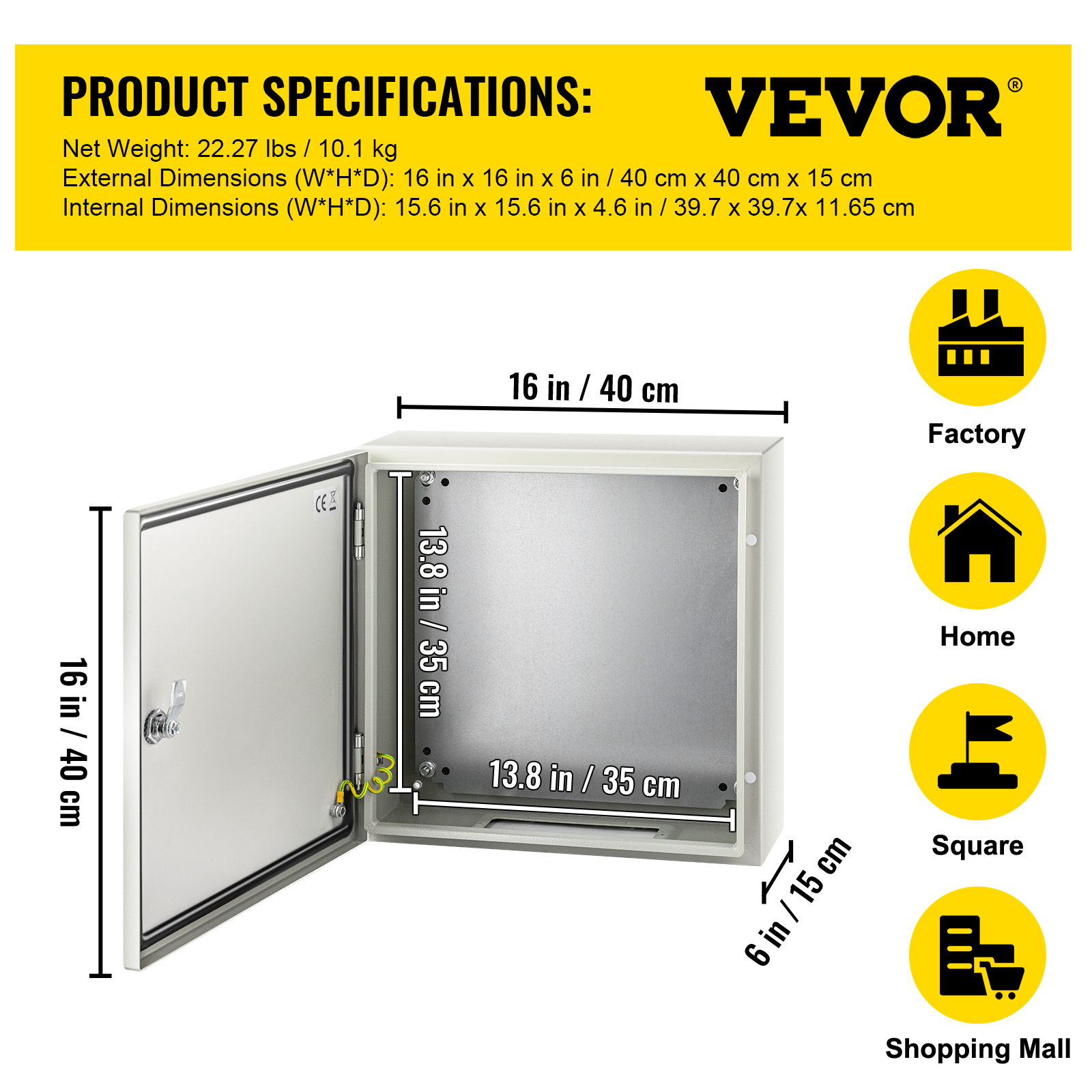 16'' 20'' 24'' Carbon Steel Electrical Enclosure IP65 Wall Mount Junction Box - Picture 33 of 146