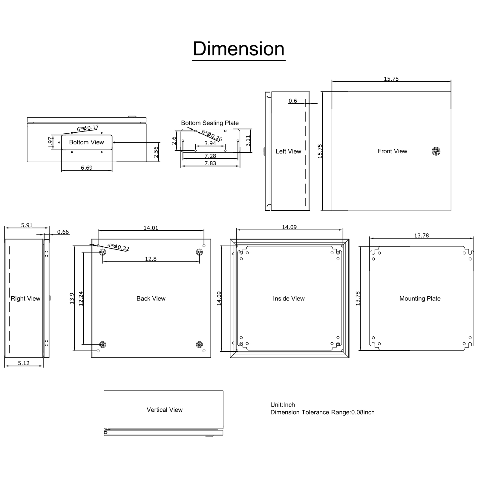 16'' 20'' 24'' Carbon Steel Electrical Enclosure IP65 Wall Mount Junction Box - Picture 36 of 146