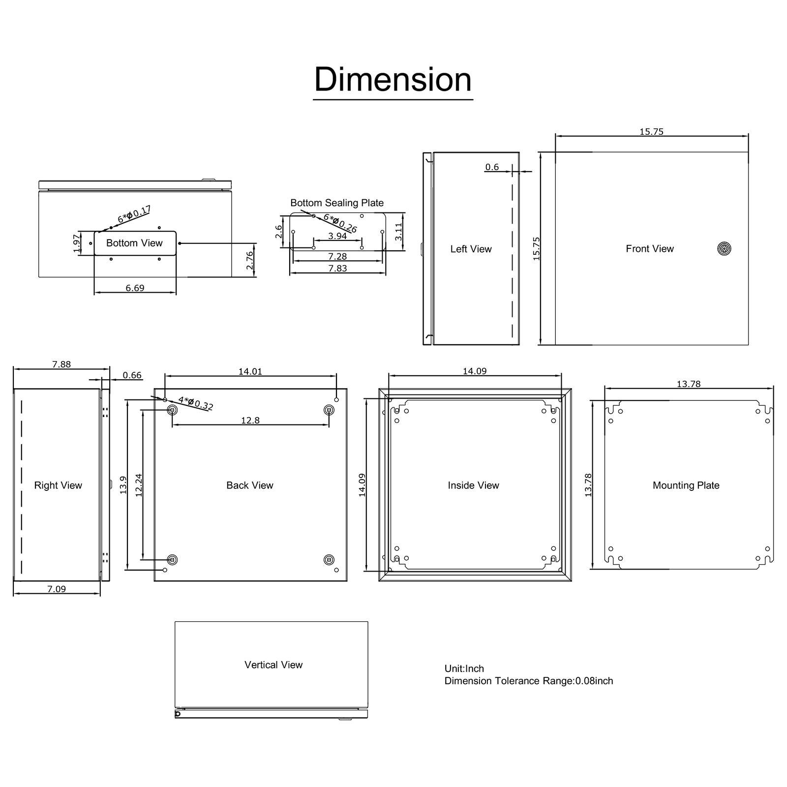 16'' 20'' 24'' Carbon Steel Electrical Enclosure IP65 Wall Mount Junction Box - Picture 48 of 146