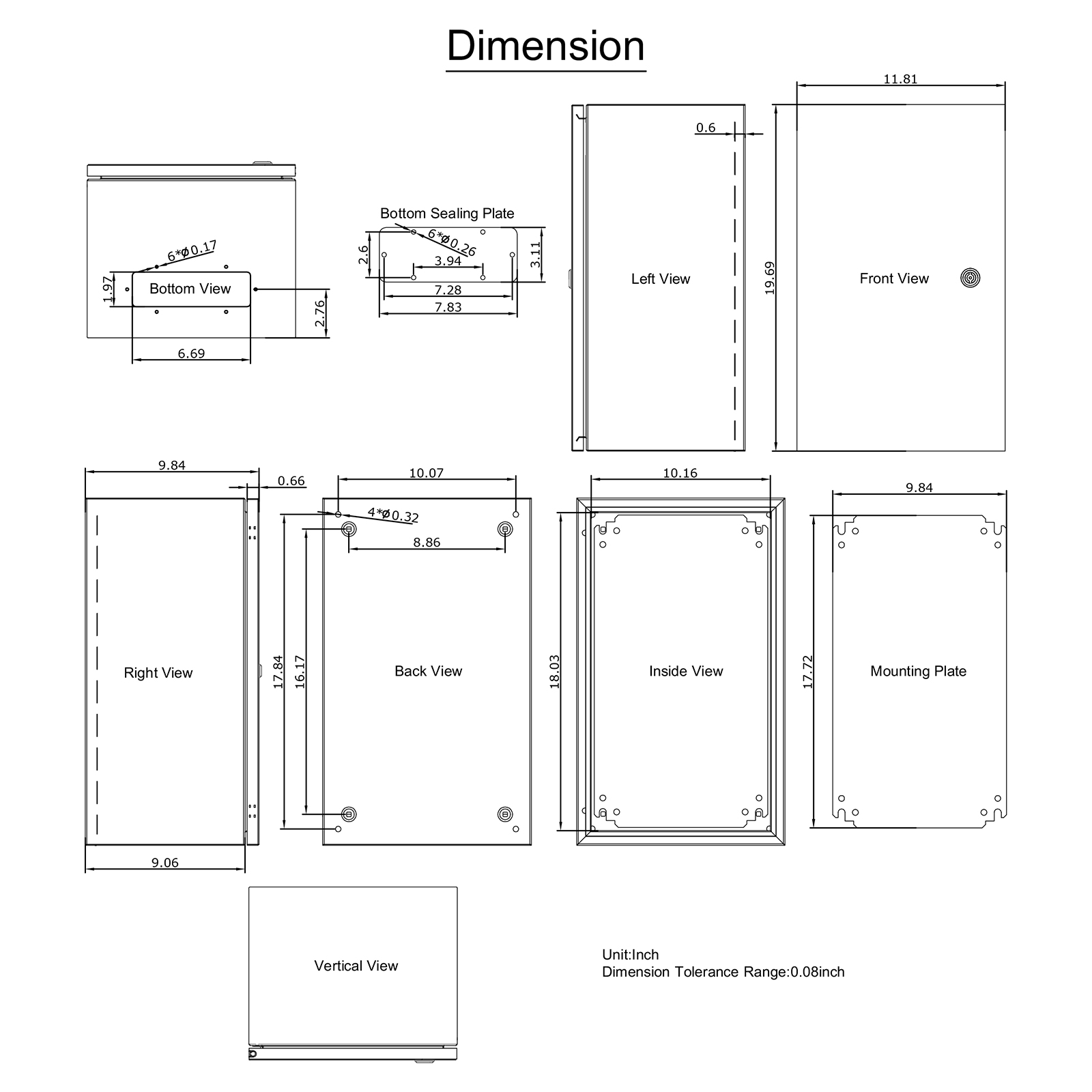 16'' 20'' 24'' Carbon Steel Electrical Enclosure IP65 Wall Mount Junction Box - Picture 60 of 146