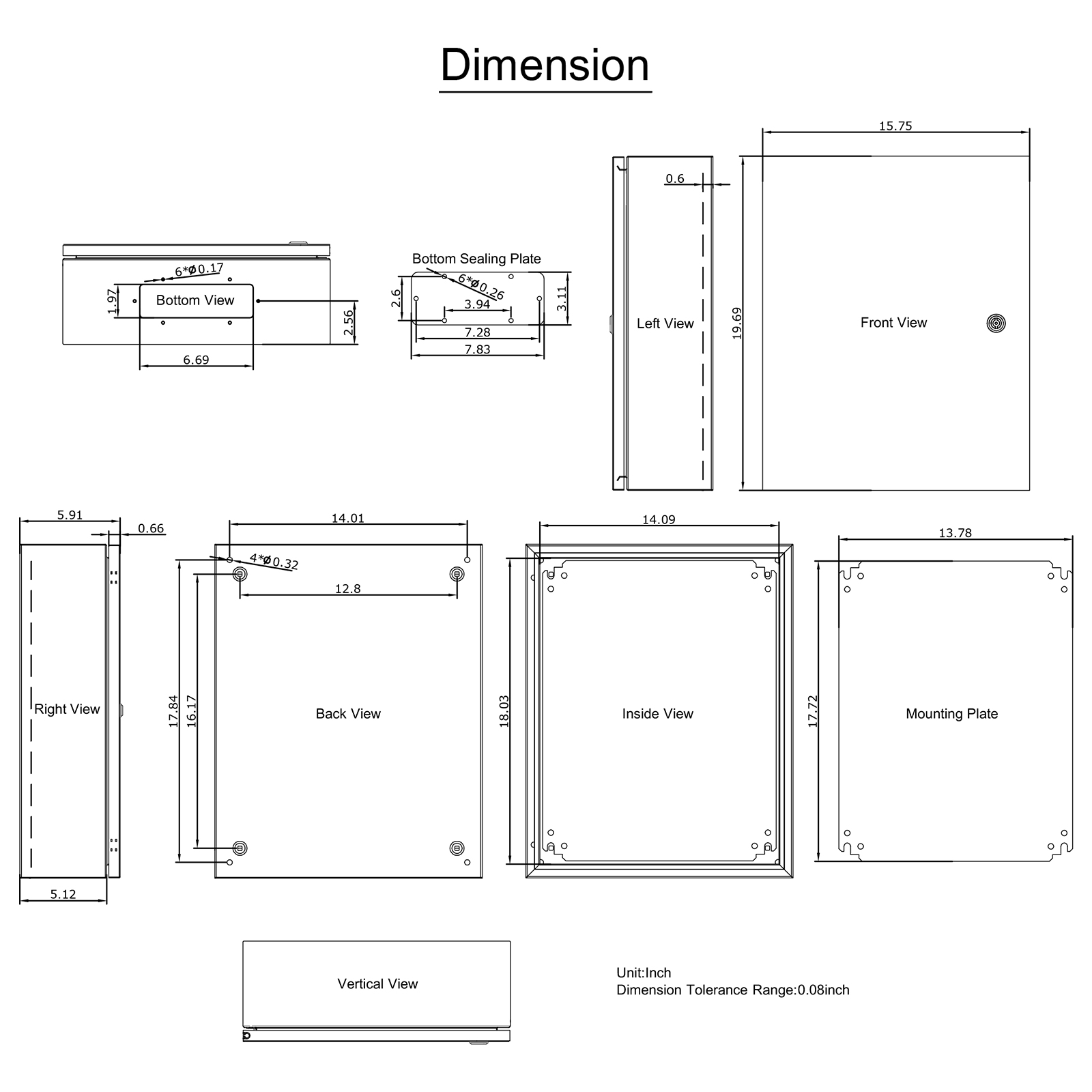 16'' 20'' 24'' Carbon Steel Electrical Enclosure IP65 Wall Mount Junction Box - Picture 72 of 146