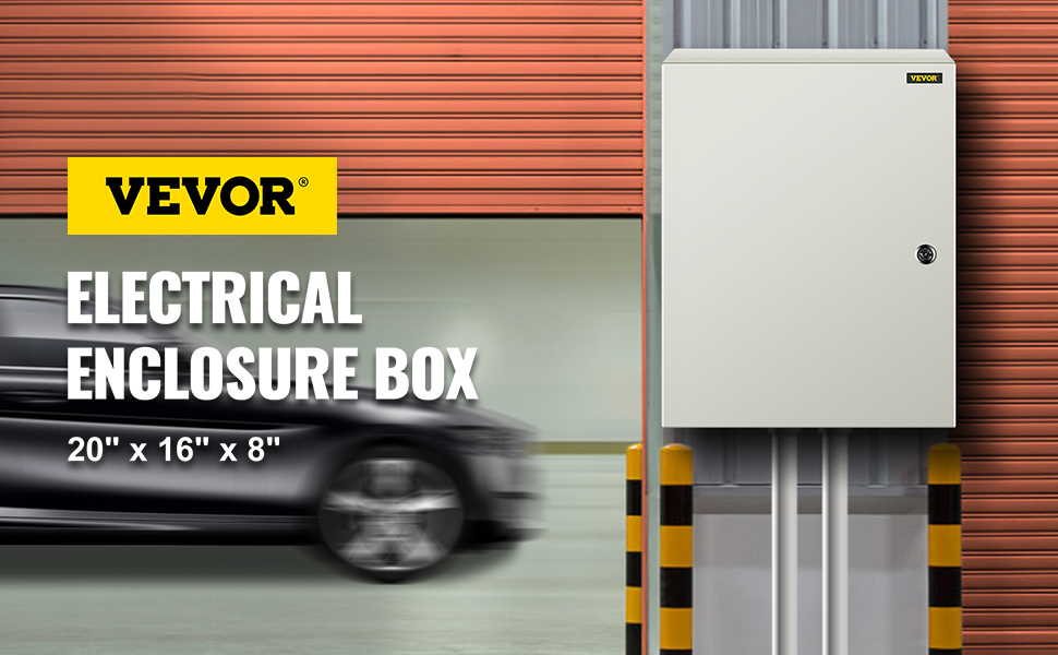VEVOR NEMA Steel Enclosure, 20 x 16 x 8'' NEMA 4X Steel Electrical Box, IP66 Waterproof & Dustproof, Outdoor/Indoor Electrical Junction Box, with Mounting Plate
