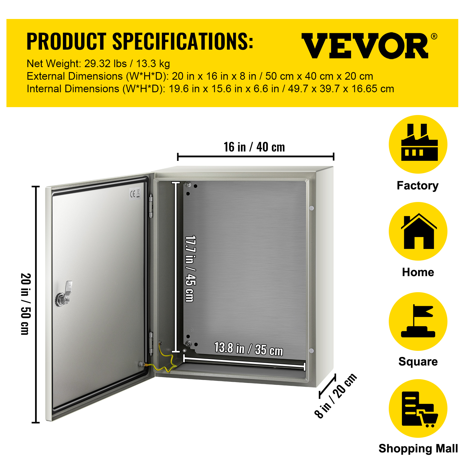 16'' 20'' 24'' Carbon Steel Electrical Enclosure IP65 Wall Mount Junction Box - Picture 81 of 146