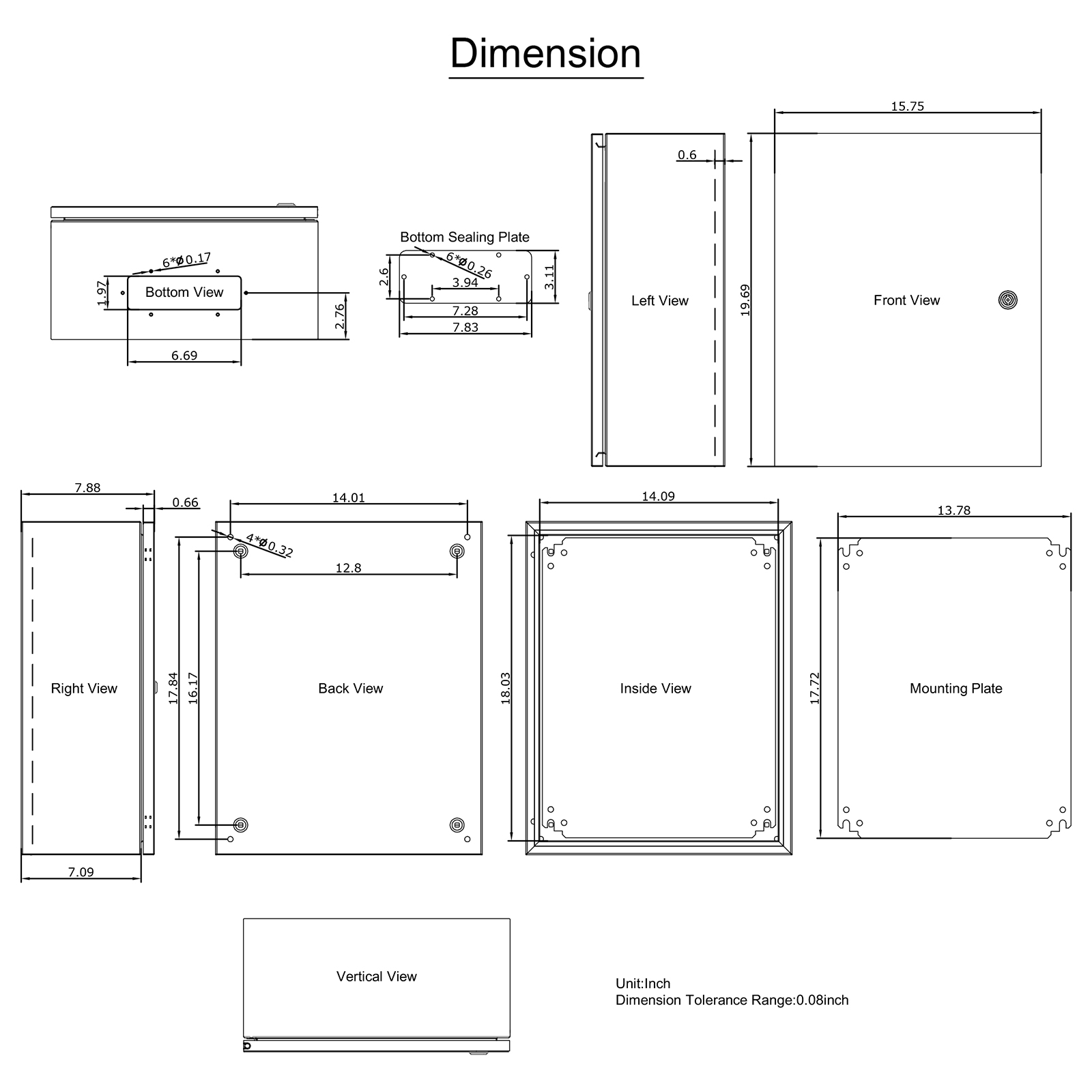 16'' 20'' 24'' Carbon Steel Electrical Enclosure IP65 Wall Mount Junction Box - Picture 84 of 146