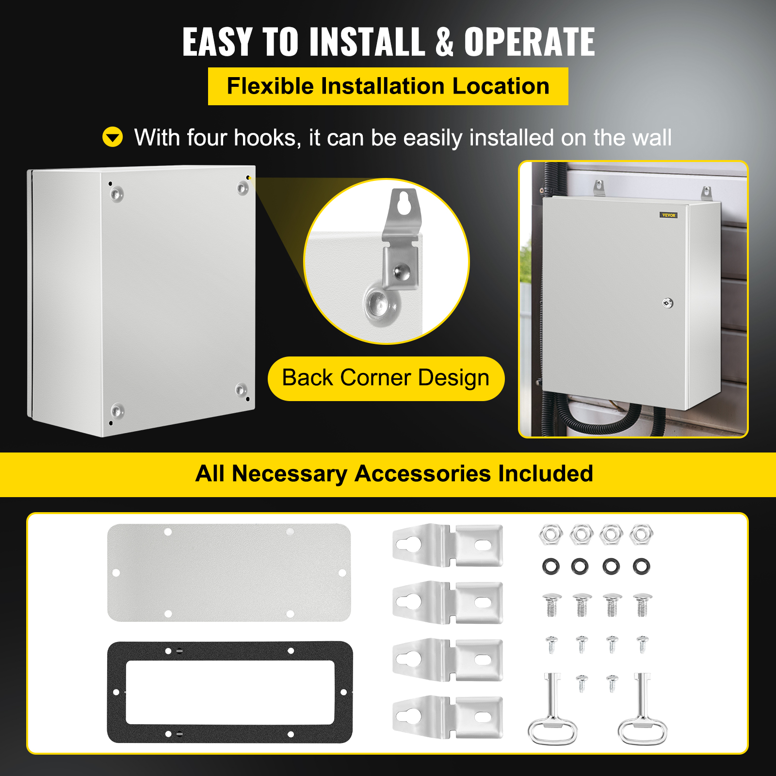 16'' 20'' 24'' Carbon Steel Electrical Enclosure IP65 Wall Mount Junction Box - Picture 92 of 146
