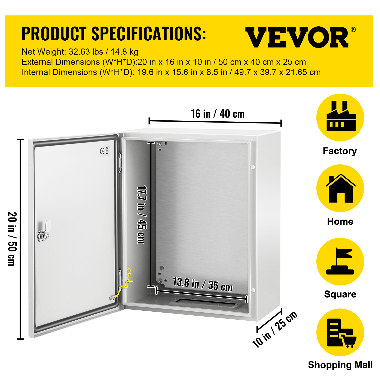 16'' 20'' 24'' Carbon Steel Electrical Enclosure IP65 Wall Mount Junction Box - Picture 93 of 146