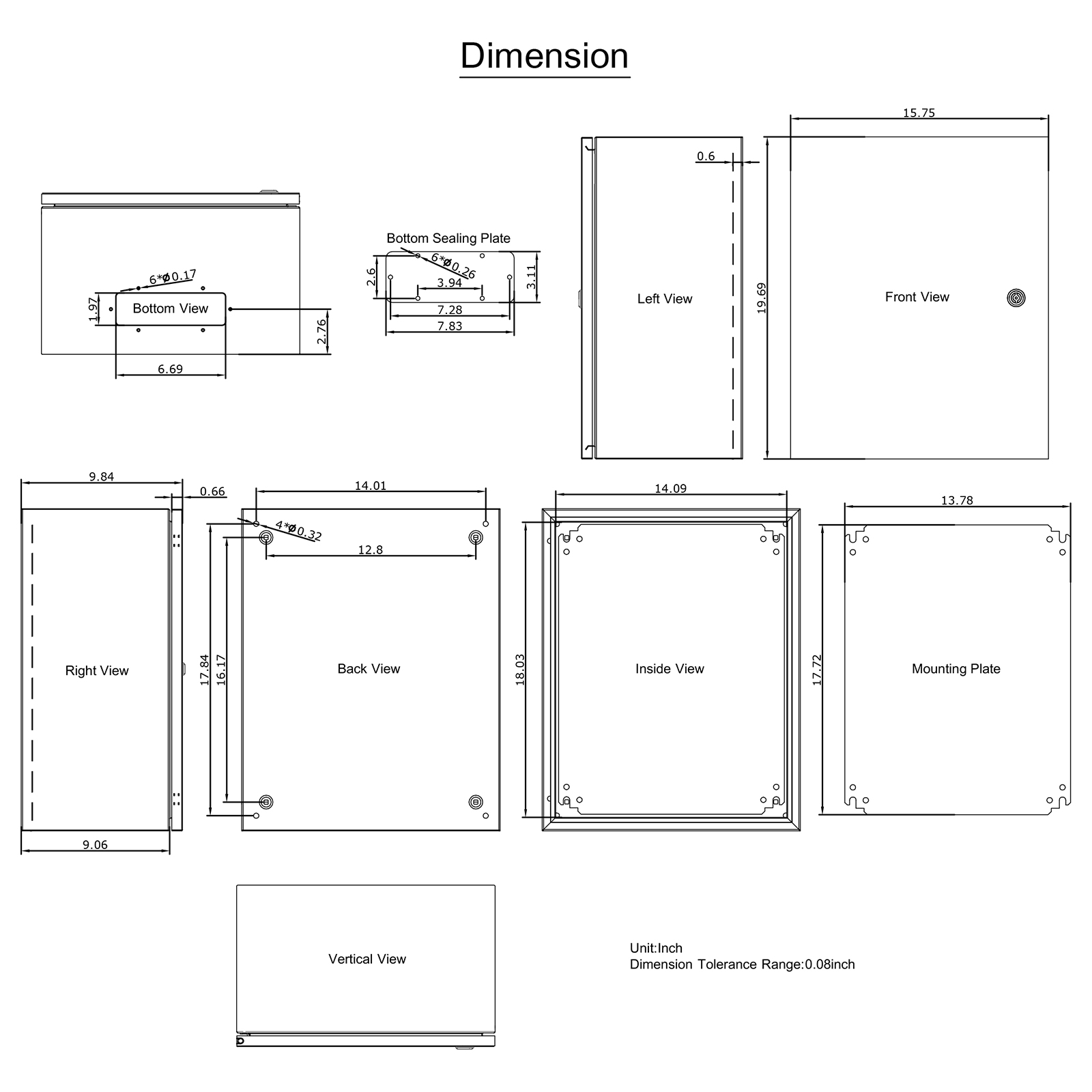 16'' 20'' 24'' Carbon Steel Electrical Enclosure IP65 Wall Mount Junction Box - Picture 96 of 146
