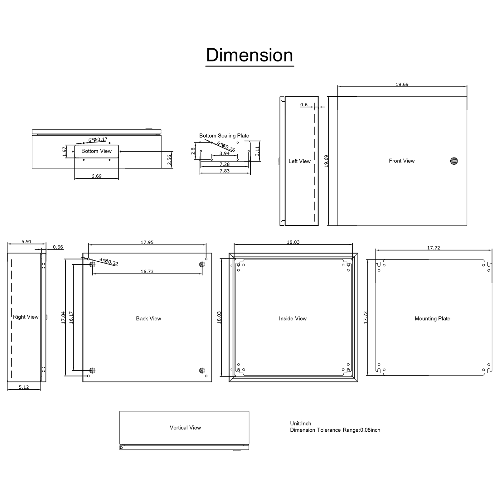 16'' 20'' 24'' Carbon Steel Electrical Enclosure IP65 Wall Mount Junction Box - Picture 108 of 146