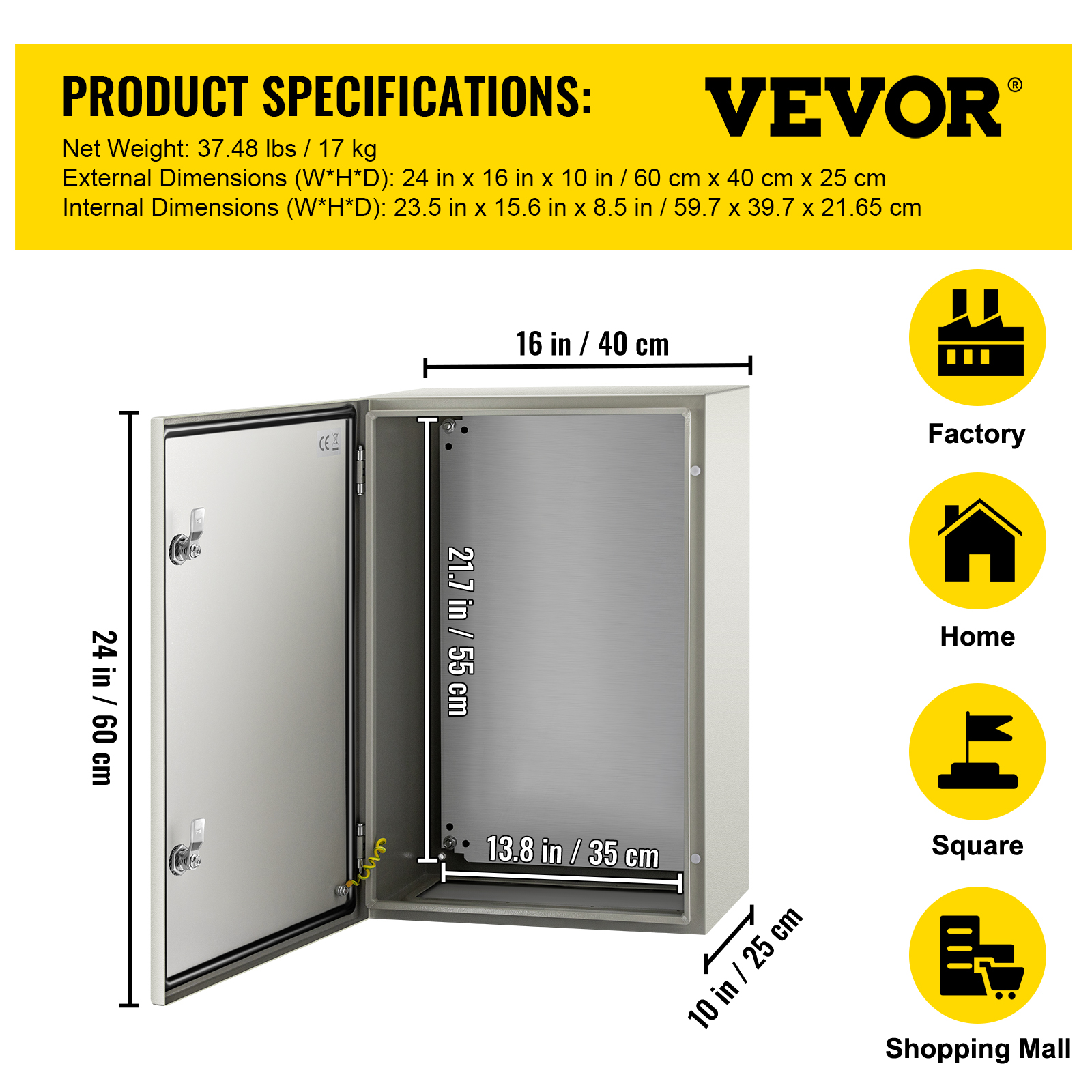 16'' 20'' 24'' Carbon Steel Electrical Enclosure IP65 Wall Mount Junction Box - Picture 117 of 146