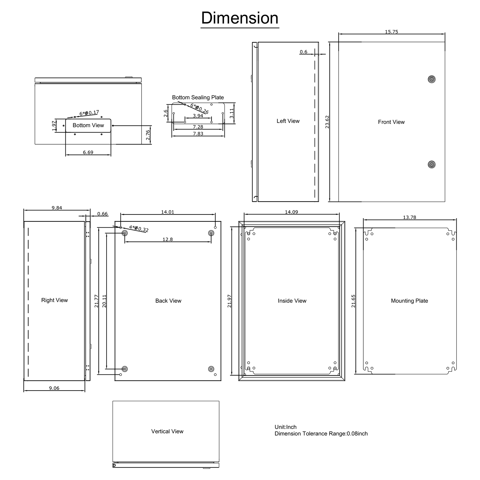 16'' 20'' 24'' Carbon Steel Electrical Enclosure IP65 Wall Mount Junction Box - Picture 120 of 146