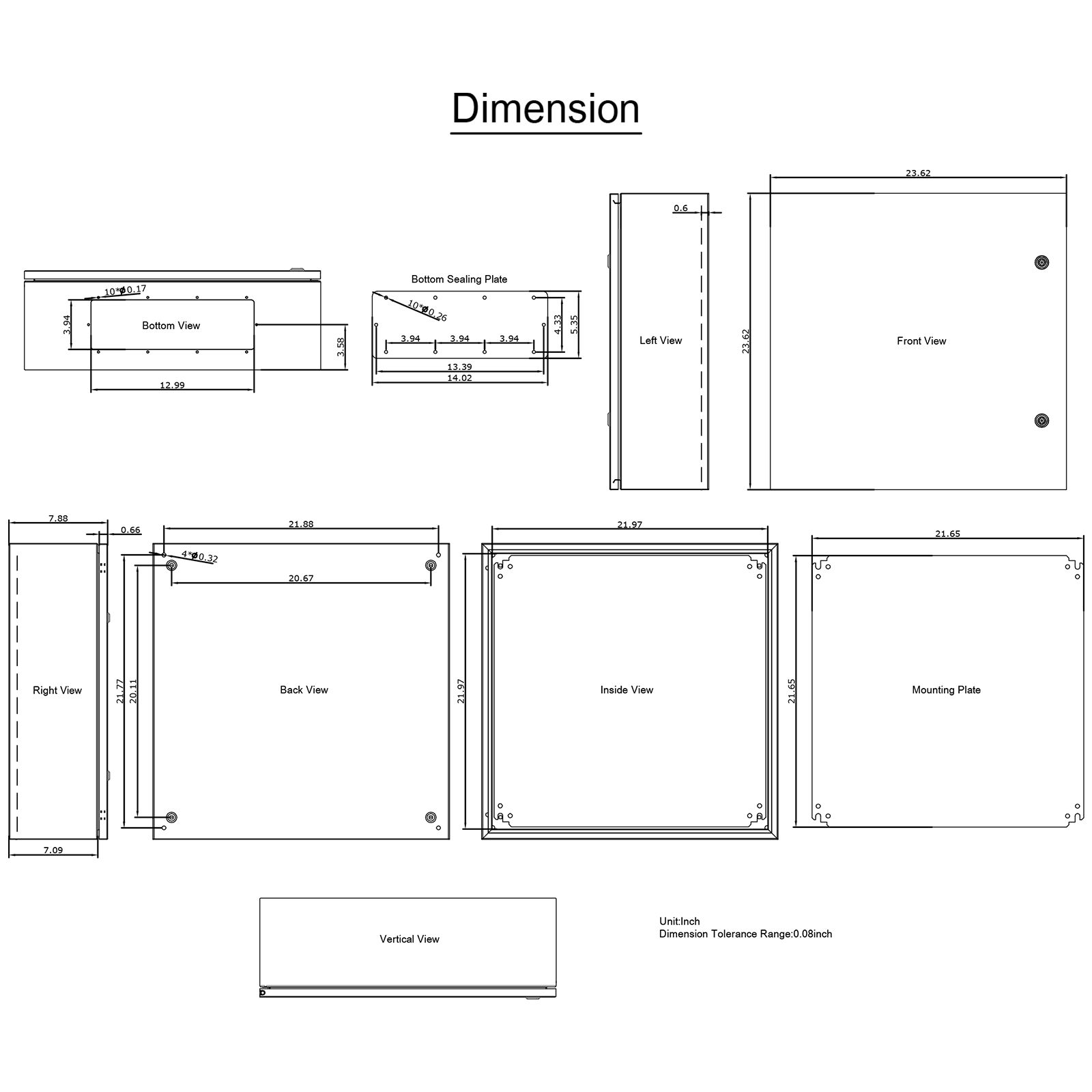 16'' 20'' 24'' Carbon Steel Electrical Enclosure IP65 Wall Mount Junction Box - Picture 132 of 146
