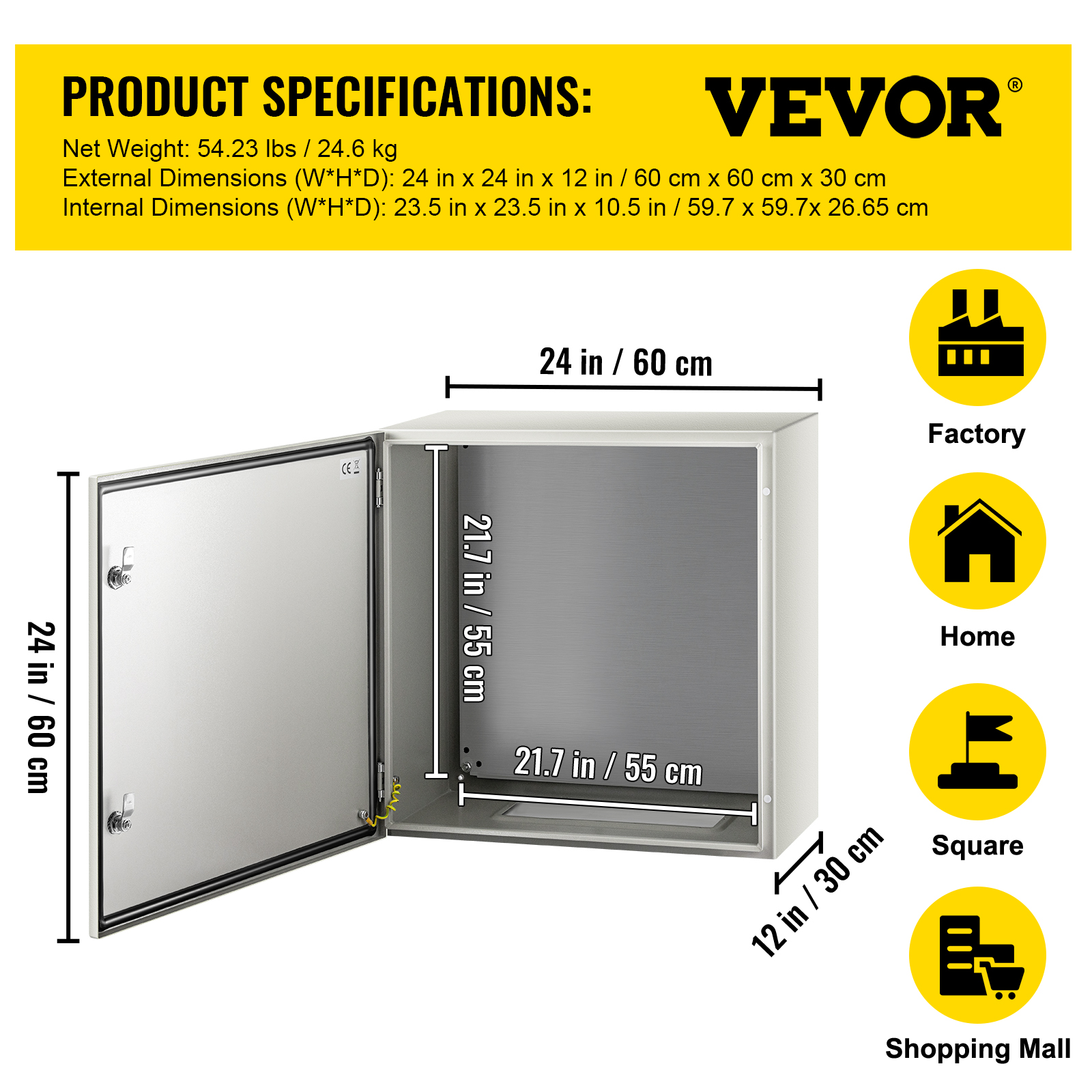 16'' 20'' 24'' Carbon Steel Electrical Enclosure IP65 Wall Mount Junction Box - Picture 141 of 146
