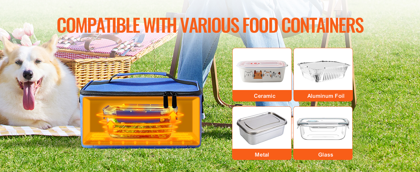 Portable Food Warmers Electric Heater Lunch Box Mini Oven 12V Car Power Black, Size: 9