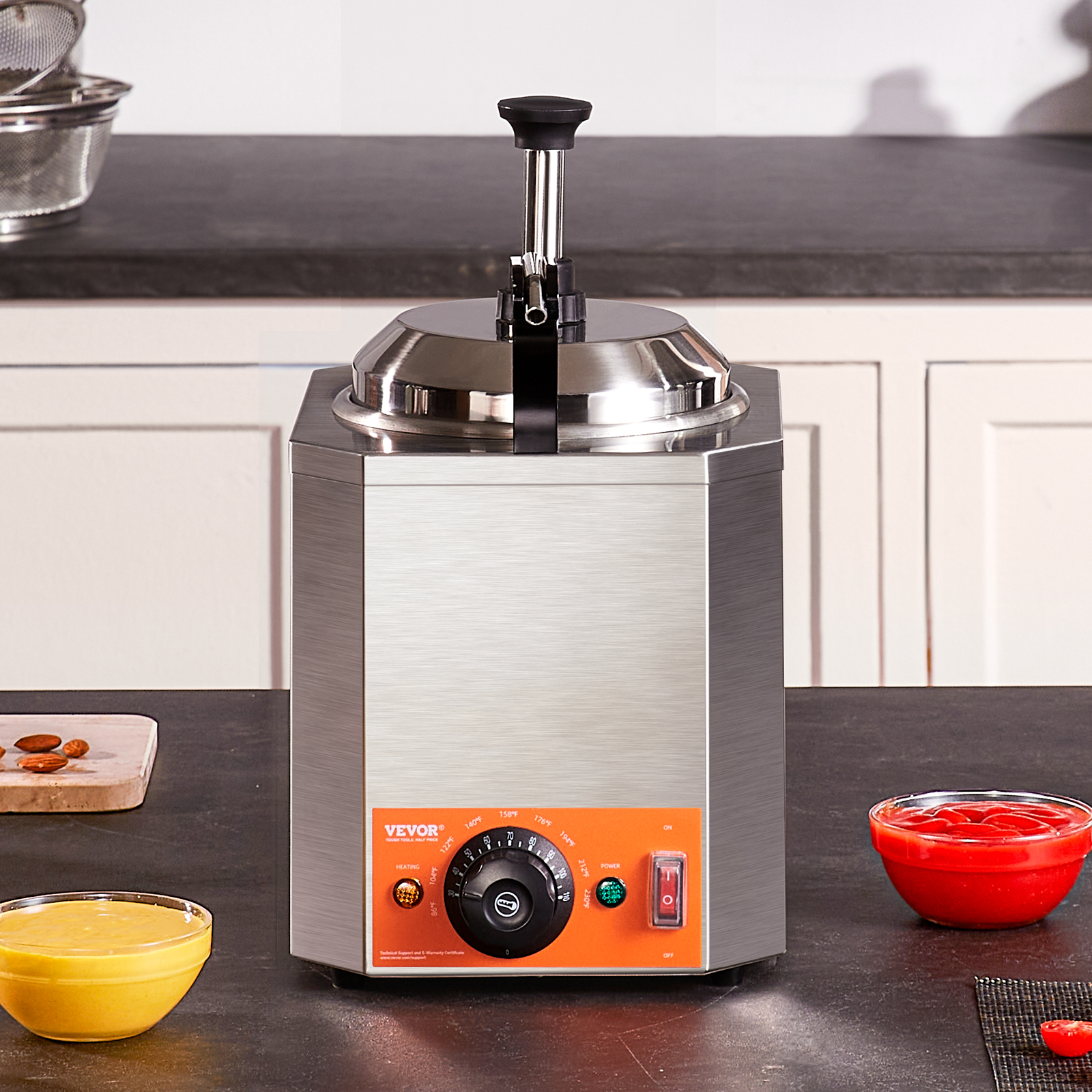 Nacho Cheese Warmer Commercial Hot Fudge Warmer 0.57/2.3 Qt Sauce Warmer - Picture 82 of 98
