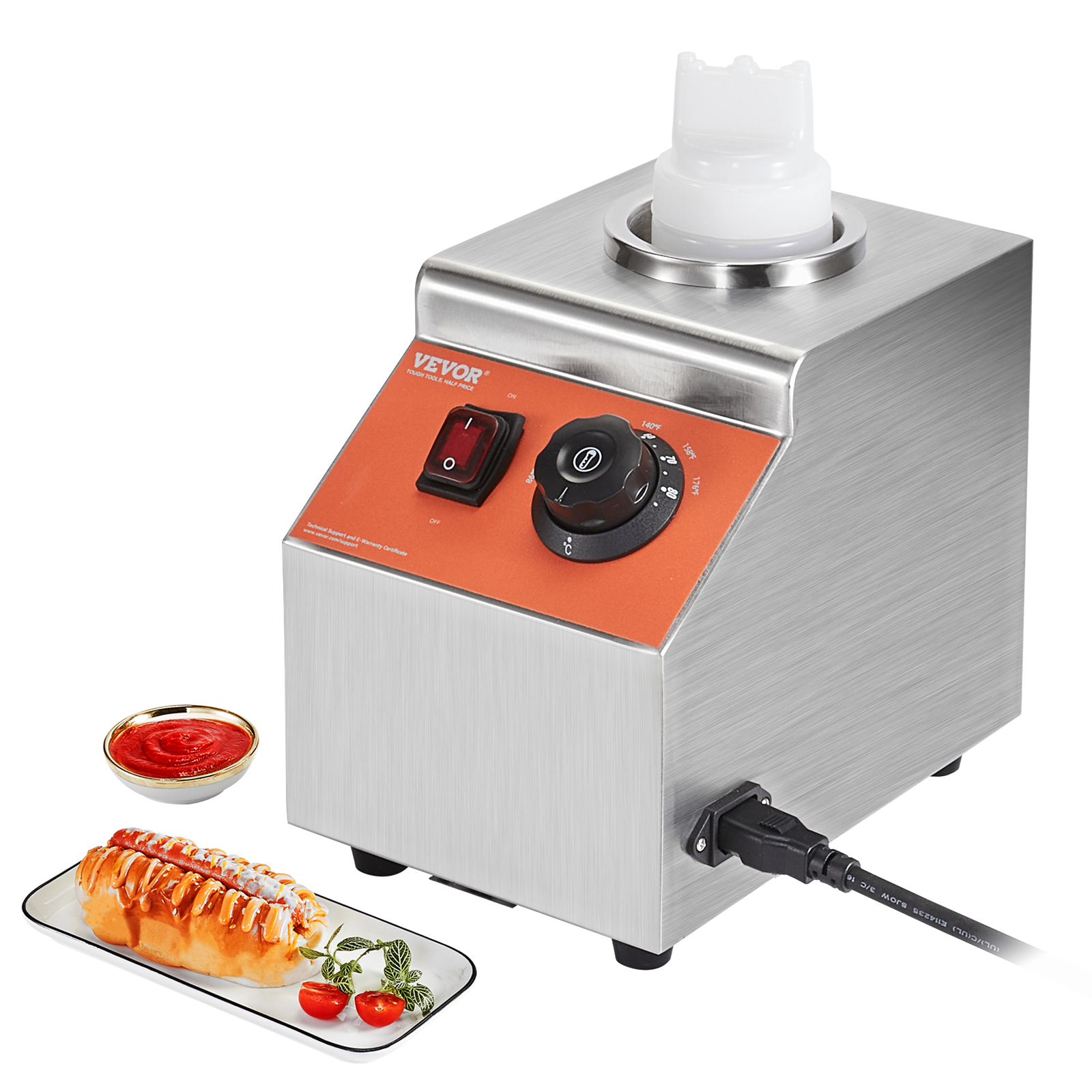 Nacho Cheese Warmer Commercial Hot Fudge Warmer 0.57/2.3 Qt Sauce Warmer - Picture 12 of 98