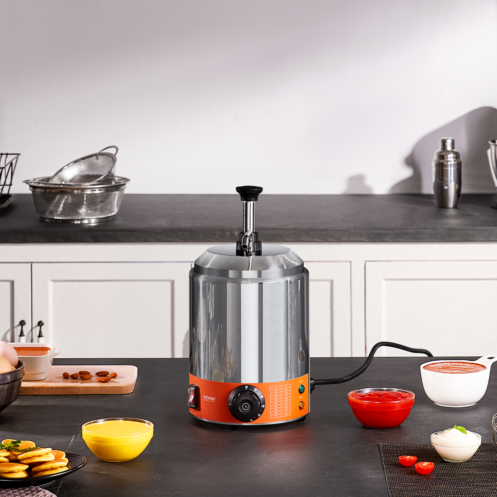 Nacho Cheese Warmer Commercial Hot Fudge Warmer 0.57/2.3 Qt Sauce Warmer - Picture 70 of 98