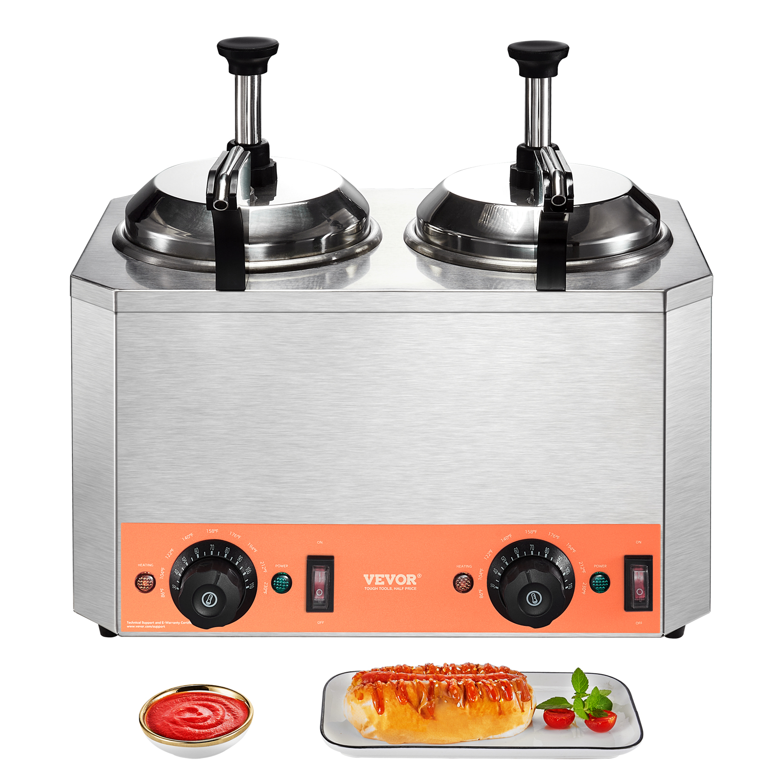 Nacho Cheese Warmer Commercial Hot Fudge Warmer 0.57/2.3 Qt Sauce Warmer - Picture 98 of 98
