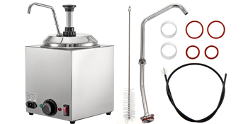 VEVOR Cheese Dispenser with Pump, 2.6Qt Capacity Nacho Cheese Warmer with Pump, 650W Hot Fudge Warmer, Stainless Steel Hot Cheese Dispenser for Hot Fudge Cheese Caramel