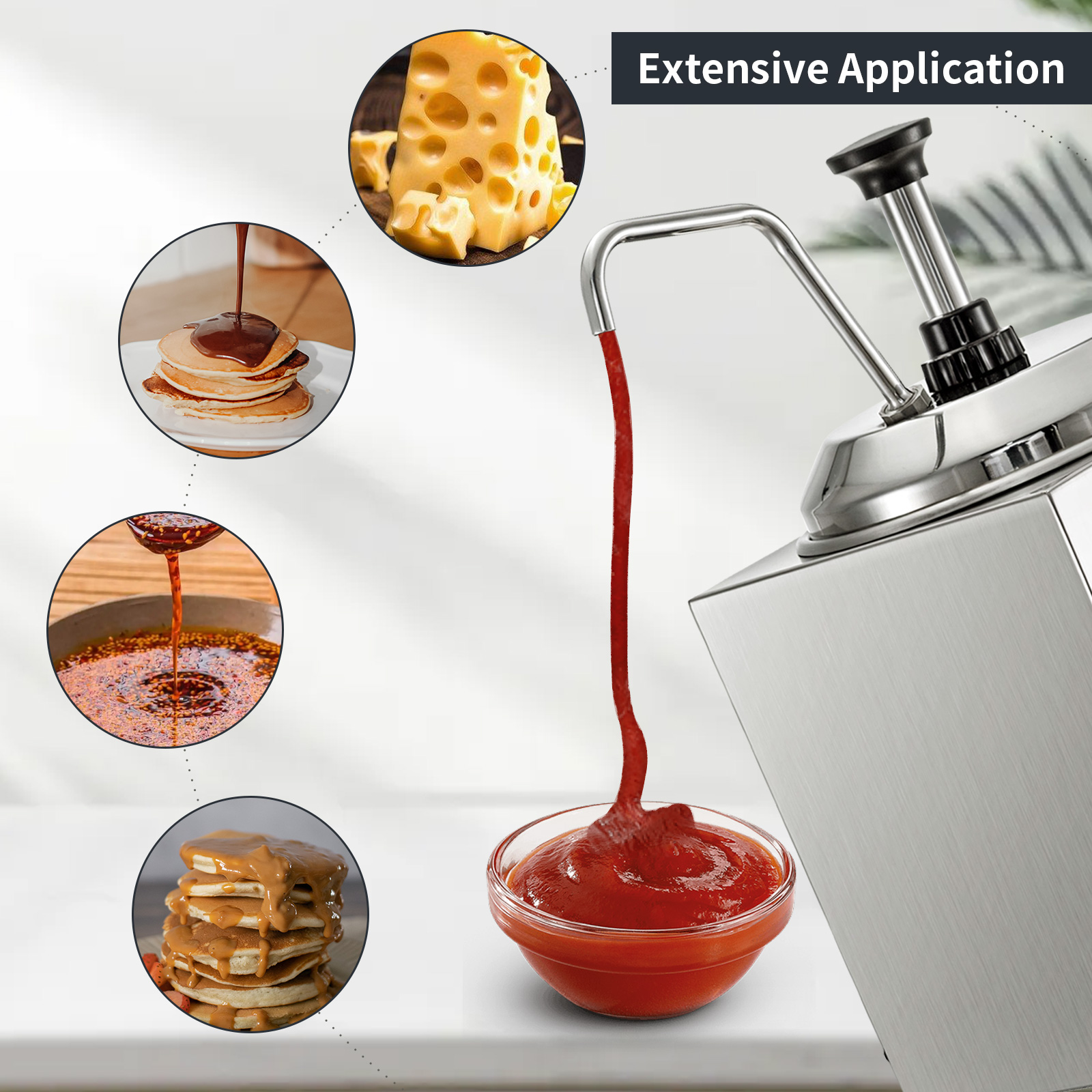 VEVOR 2.6Qt Nacho Cheese Dispenser w/Heated Pump Hot Fudge Caramel Warmer  Stainless