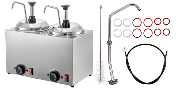 VEVOR Cheese Dispenser with Pump 5.28 Qt Capacity Hot Cheese Warmer 1300W Hot Fudge Warmer with Pump Single Head Fudge Warmer with Temperature Control for Hot Fudge Fudge Cheese Caramel