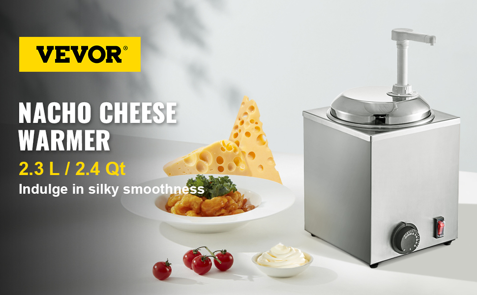2.6 Quart Electric Cheese Dispenser with Pump 650W Nacho Cheese Sauce Hot  Fudge Caramel Warmer with Pump Stainless Steel Cheese Dispenser
