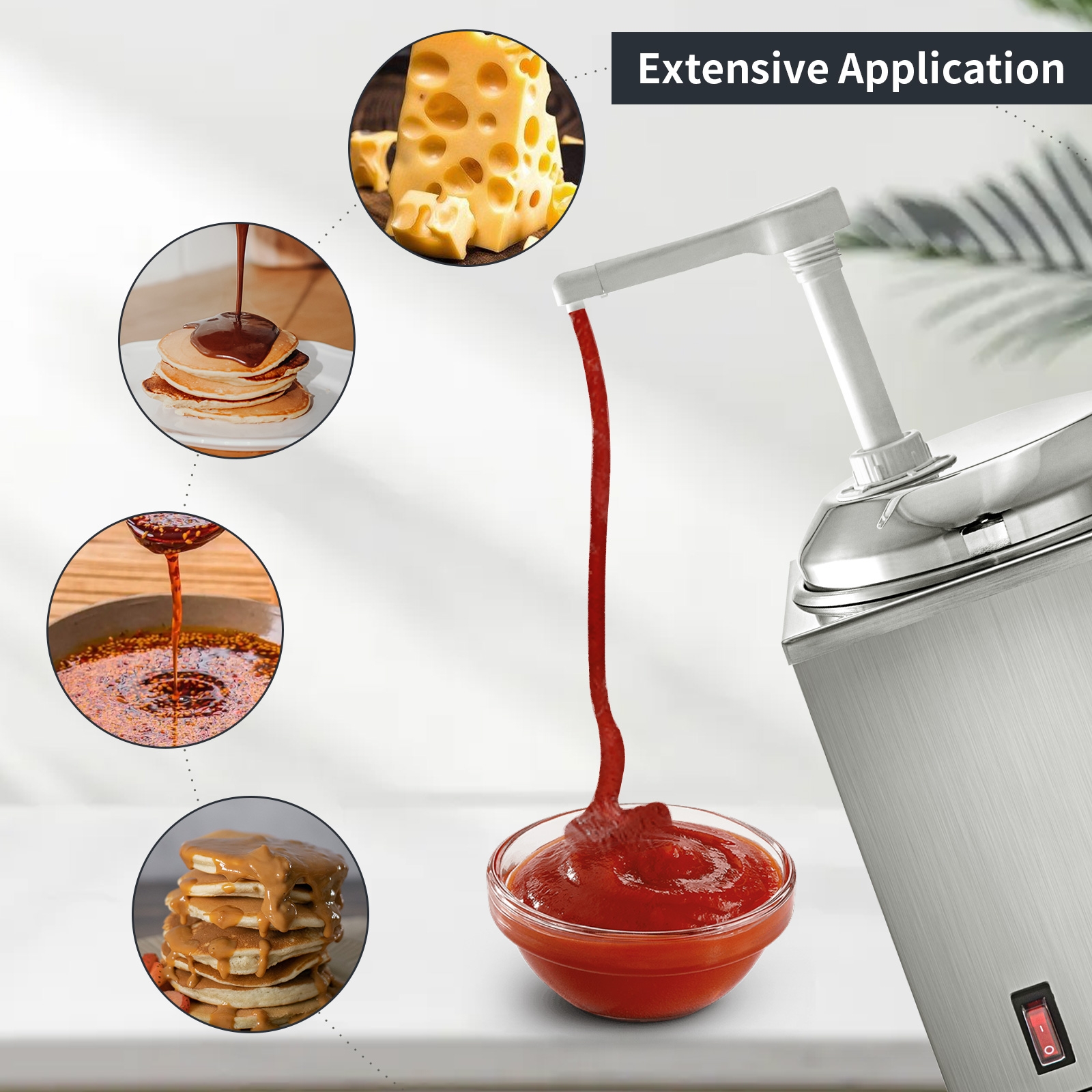 Nacho Cheese Dispenser w/Heated Pump 2.6Qt Hot Fudge Caramel Warmer  Stainless