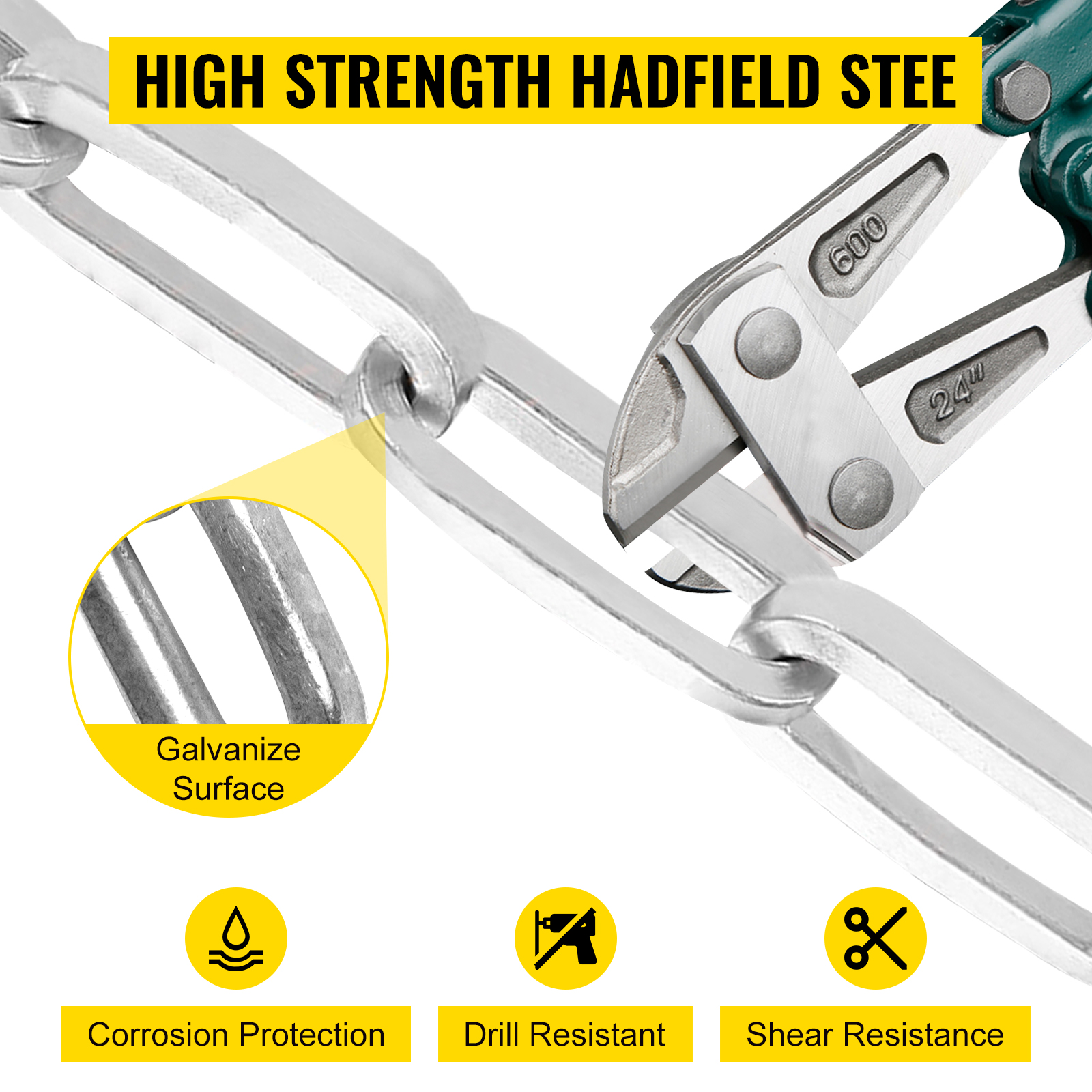 VEVOR Heavy Duty Chain Lock, 1/2 Inch x 4.42 Foot Security Chain and Lock Kit, Premium Case-Hardened Chain Pure Brass Lock Core with 3 Keys, Fit for Bikes, Motorcycle, Generator, Gates, Scooter