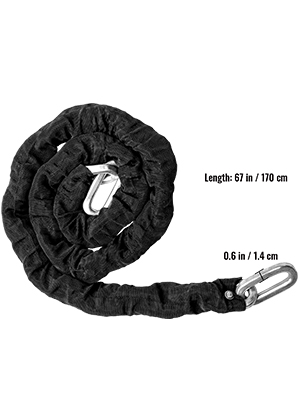 VEVOR Heavy Duty Chain Lock, 3/5 Inch x 5.58 Feet Security Chain Lock Kit, Premium Case-Hardened Chain Pure Brass Lock Core with 3 Keys, Fit for Motorcycle, Generator, Gates, Bicycle, Scooter