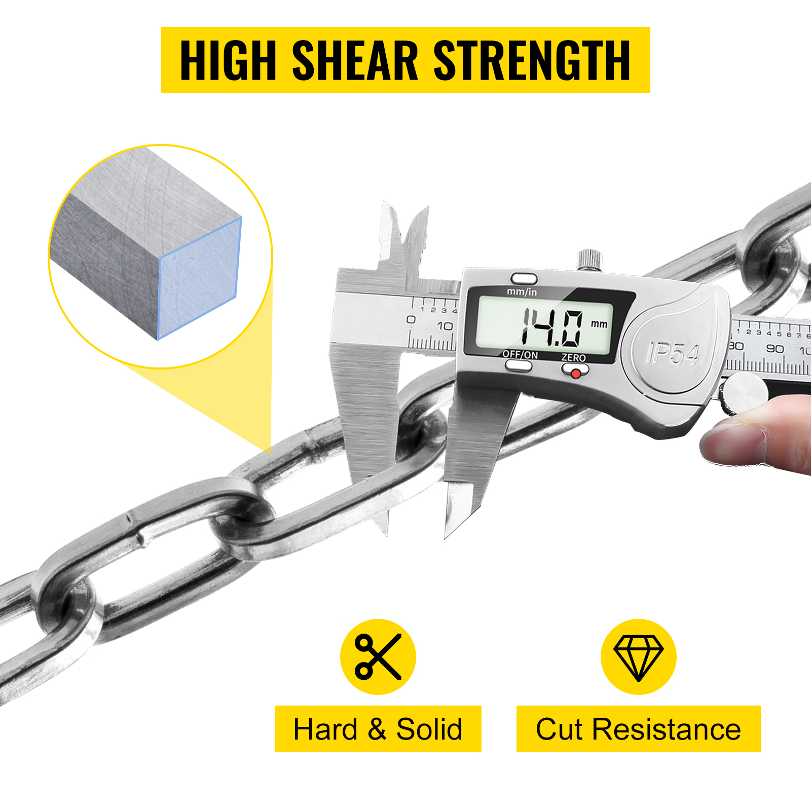 VEVOR Heavy Duty Chain Lock, 3/5 Inch x 5.58 Feet Security Chain Lock Kit, Premium Case-Hardened Chain Pure Brass Lock Core with 3 Keys, Fit for Motorcycle, Generator, Gates, Bicycle, Scooter