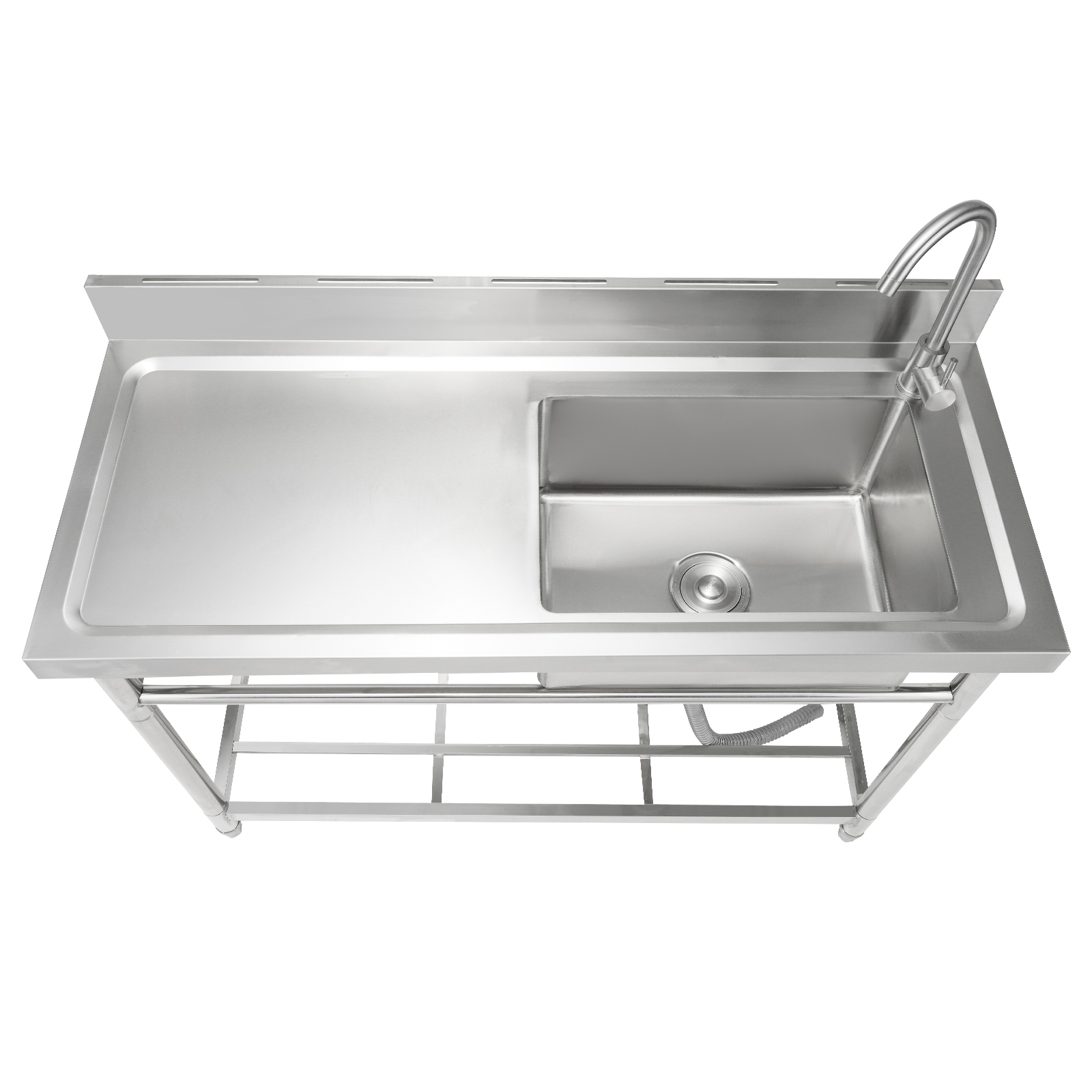 Évier Inox 1 Cuve + égouttoir Gauche - 120x60 Cm - Parfait Pour Restaurants, Cantines, Cafés & Cuisines Pro