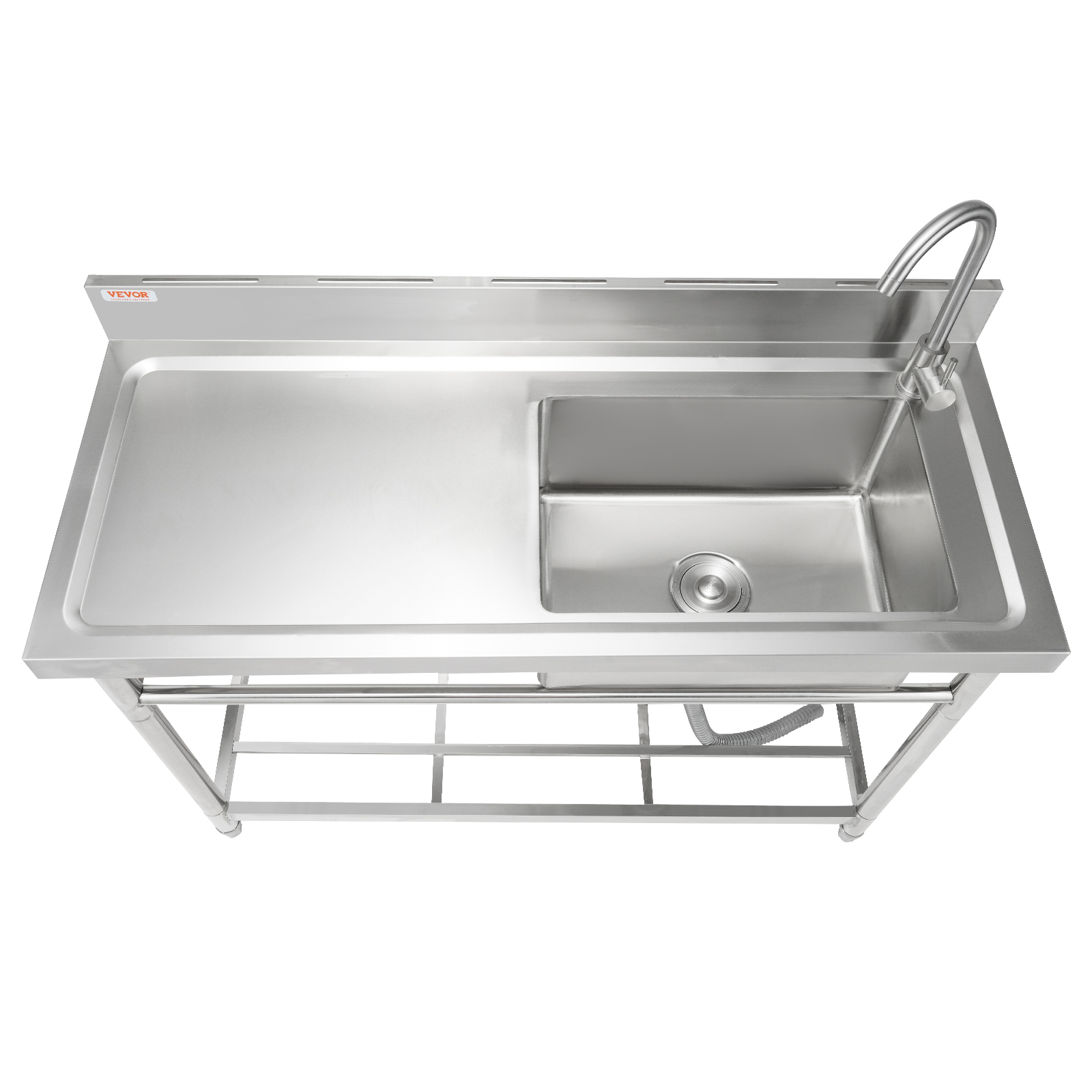 VEVOR Stainless Steel Commercial Utility Prep Sink Single Bowl w/Workbench