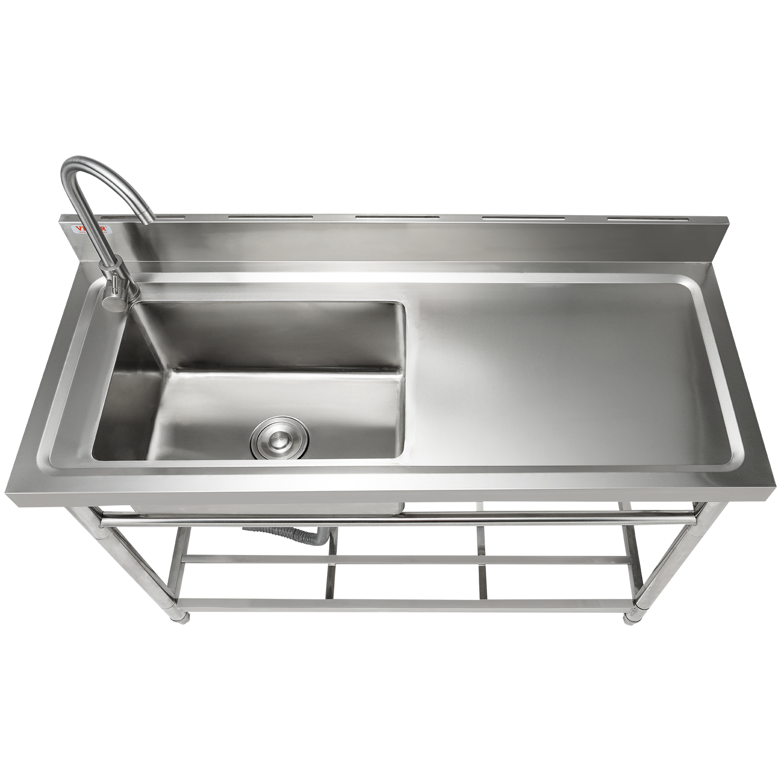 VEVOR Stainless Steel Commercial Utility Prep Sink Single Bowl w/Workbench