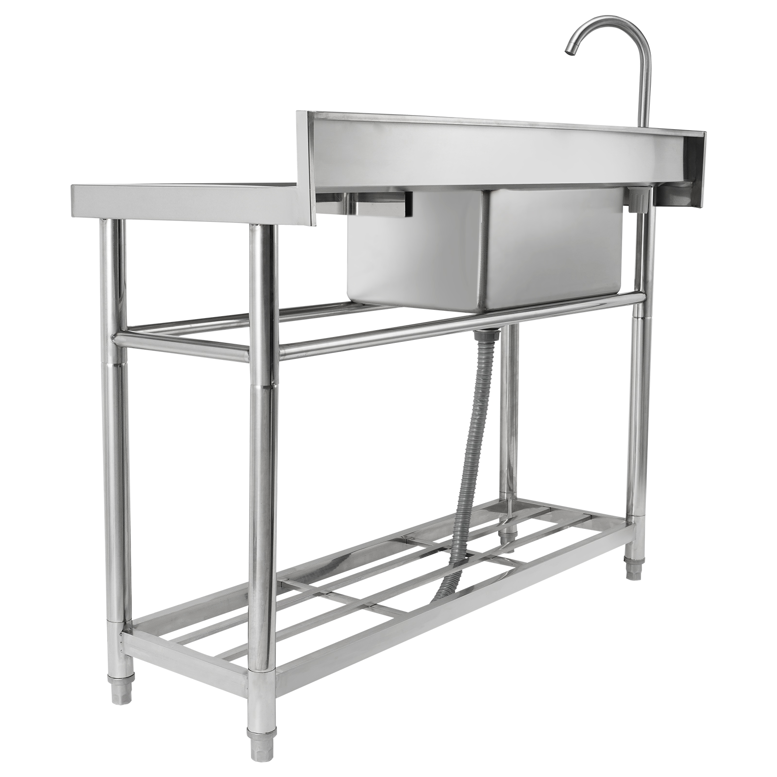 VEVOR Stainless Steel Commercial Utility Prep Sink Single Bowl w/Workbench