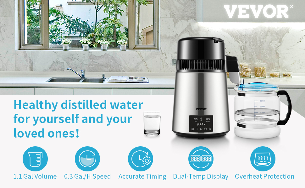 LETRA 4L Water Distiller, Pure Water Making Machine for Home Use, 4 Liter  Water Purifier to Make Clean Water for Home Counter-top Table Desktop
