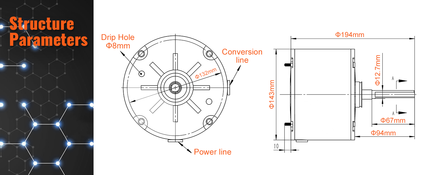 VEVOR Condenser Fan Motor K55HXJKL2918, 512305511, 1/5 HP 208230V