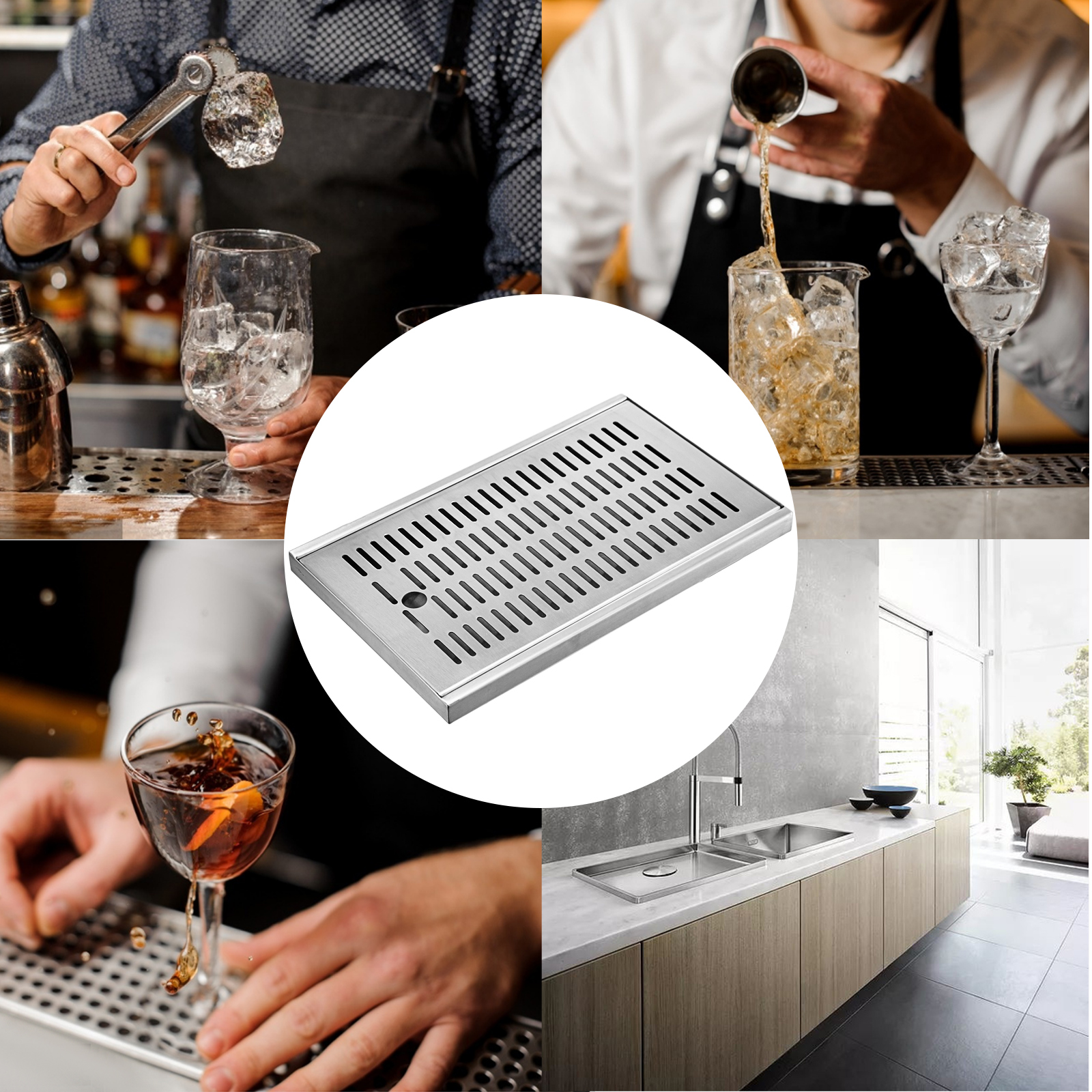 Installation-Free for Home Bar Café Kitchen Non-Slip Beer Drain Tray Stainless Steel Drip Tray Beer Drip Tray No Drain VEVOR Drip Tray 27.5''x12'' Surface Mount Drip Tray Countertop Beer Drip Pan 