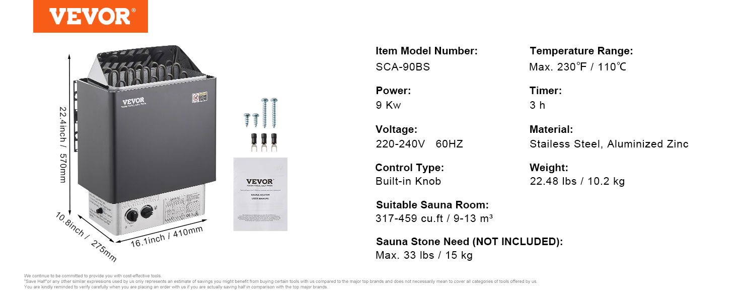 Sauna Stove,9KW,Internal Controller