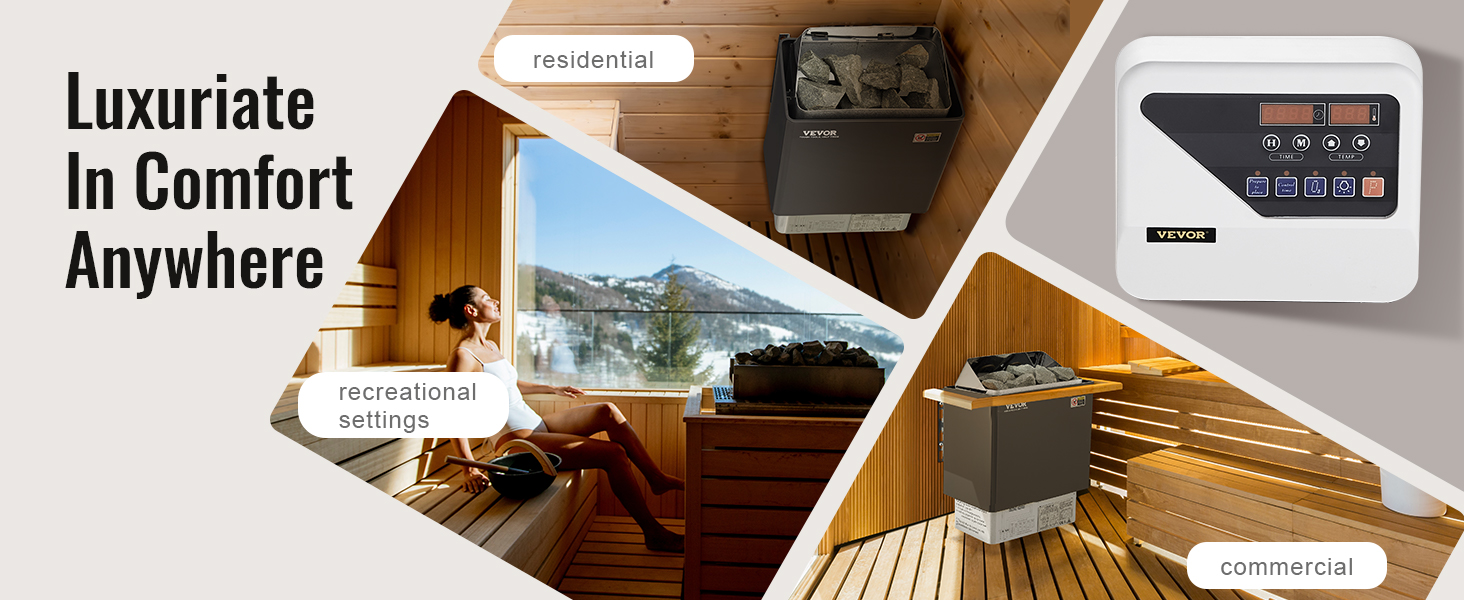 9KW Sauna Stove Heater with Temperature Control for Steaming Room Bathroom  SPA