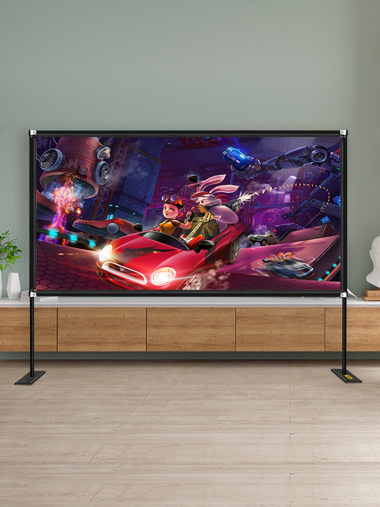 VEVOR Movie Screen with Stand 135inch Portable Projector Screen 16:9 4K HD Wide Angle Projector Screen with Stand Easy Assembly with Storage Bag for Both Indoor and Outdoor Use