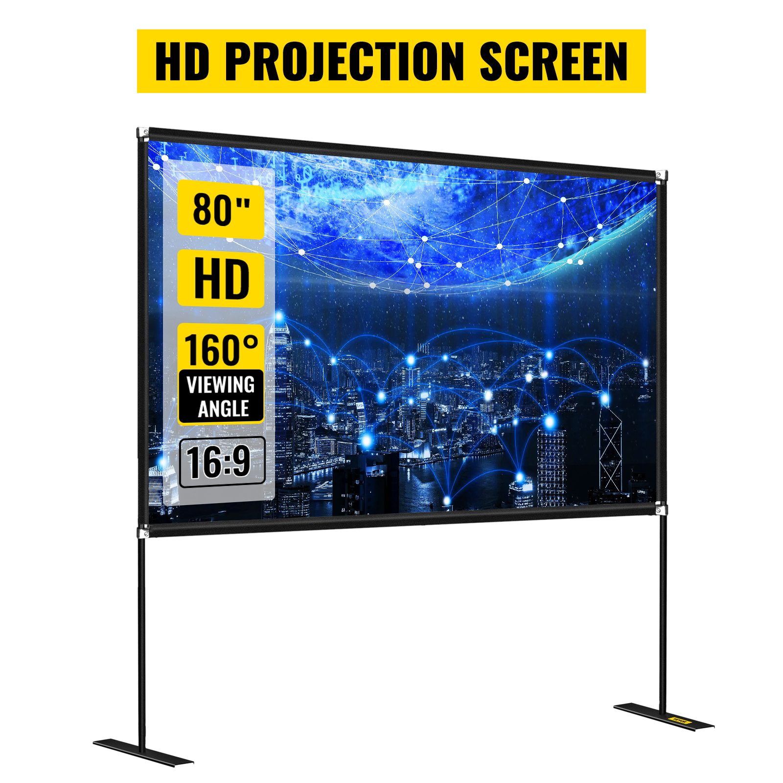 VEVOR Pantalla para Proyector 90 Pantalla de Proyector 16:9 4K HD Pantalla  de Proyector con Trípode Altura Ajustable 200-250 cm Pantalla Proyector  Portátil 200 x 113 cm para Cine en Casa Presentación