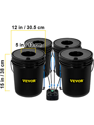 VEVOR Hydroponics Deep Water Culture DWC Hydroponic System 5 Gallon 4 / 5 / 8 Buckets