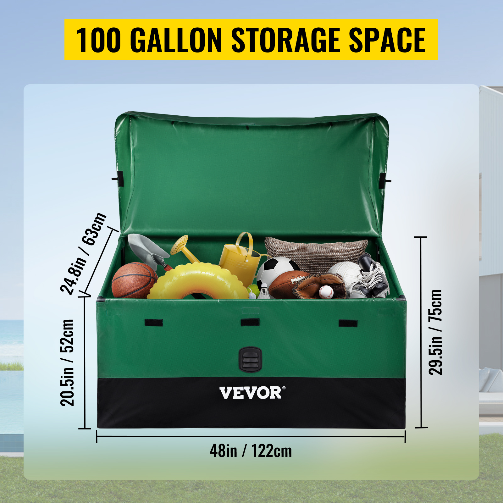 VEVOR Outdoor Storage Box Patio Deck Box 100 /150 /230 Gallon Waterproof PE Tarpaulin Patio & Garden Furniture Home & Garden